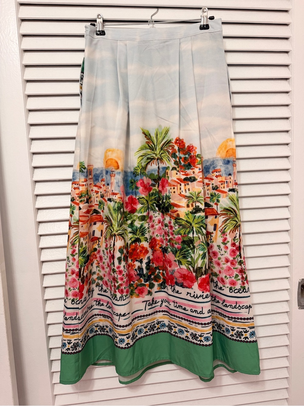 Floral Mediterranean Print Maxi Skirt